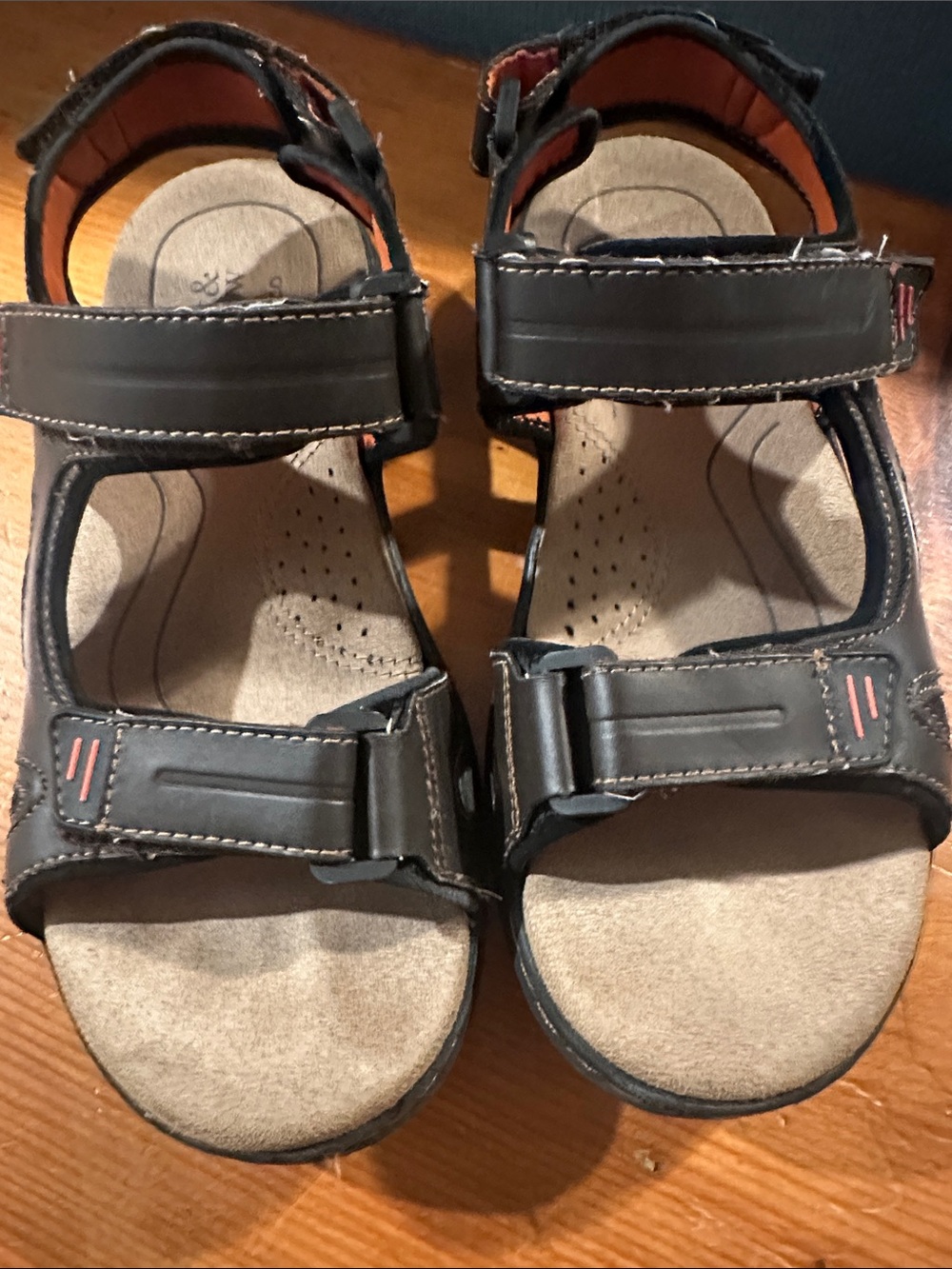 croft & barrow Black Adjustable Kids Sandals with Orange Accent